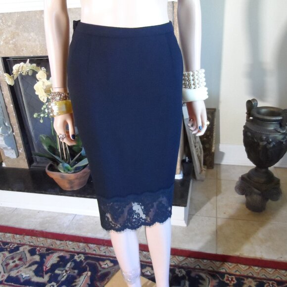 Saks Fifth Avenue Vintage Black skirt Suit w/Lace Insert Detail Size S - Picture 10 of 16